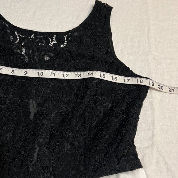 Ellen Tracy Size 12 Black Lace Floral Fit & Flare Midi Dress Formal Party - Picture 9 of 12